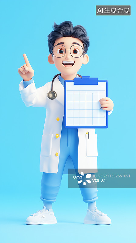 【AI数字艺术】3D卡通医生图片素材