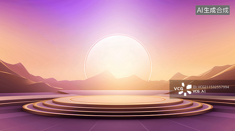 【AI数字艺术】热带日出千禧世代音乐节舞台紫色背景图片素材