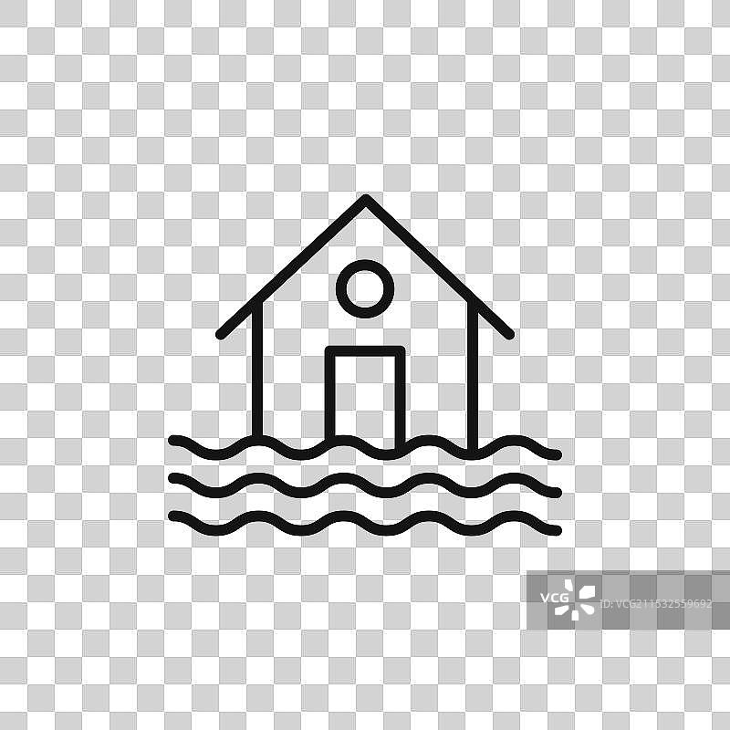 房屋洪水图标集，河流水灾自然灾害图片素材