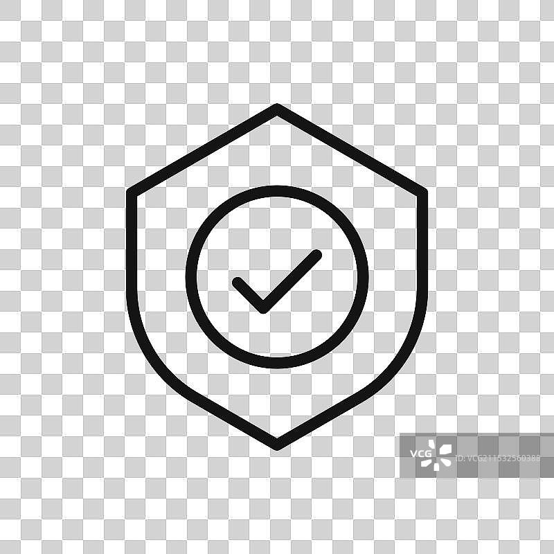 安全或保护的盾牌检查图标集图片素材