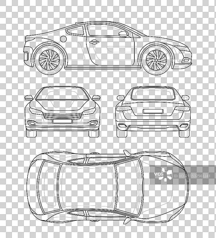 混合动力汽车模板紧凑型线性蓝图图片素材