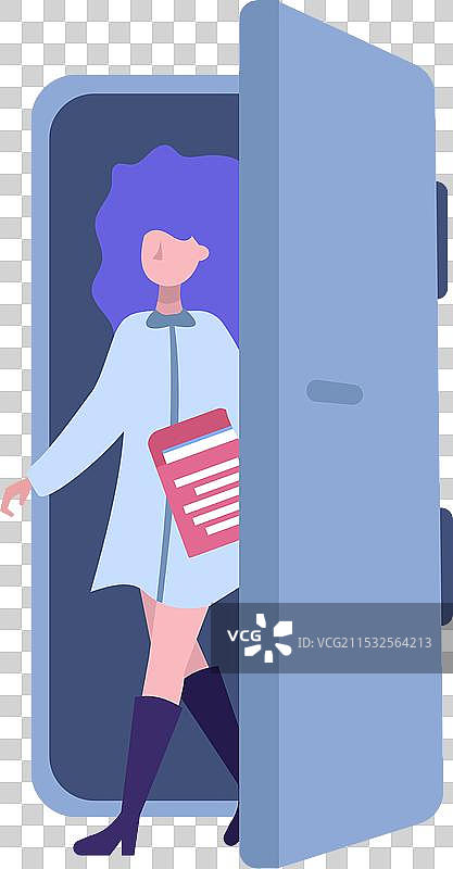 女性候选人进入办公室门的图标图片素材