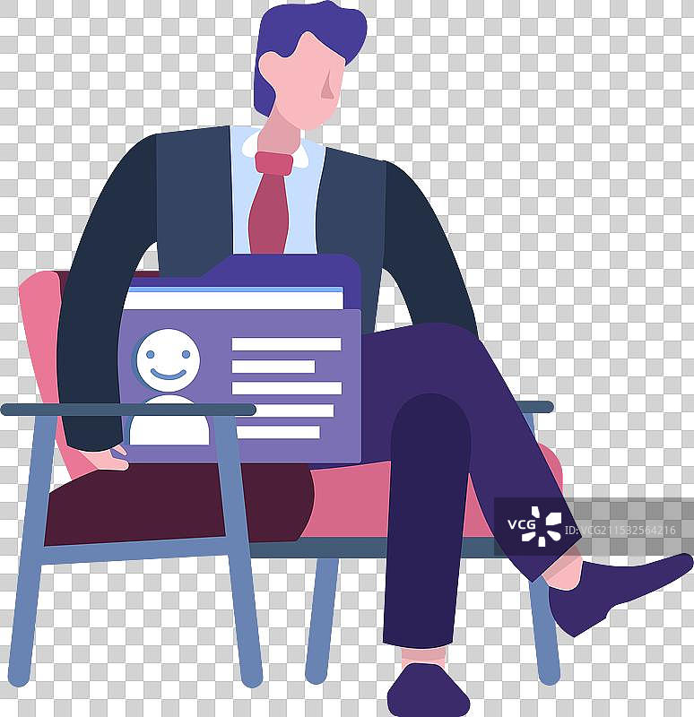 求职面试图标，男士在排队等候图片素材