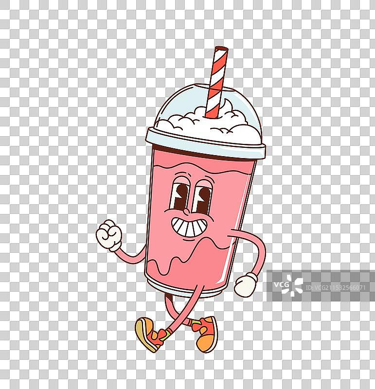 复古风格的草莓奶昔甜点图片素材