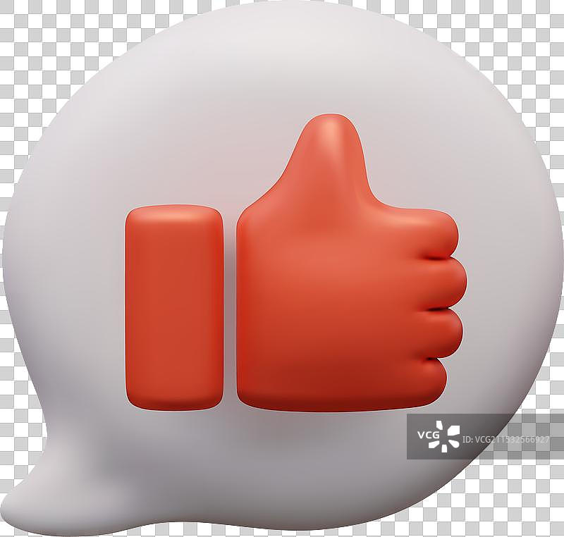 红色竖起大拇指的对话气泡表示同意图片素材