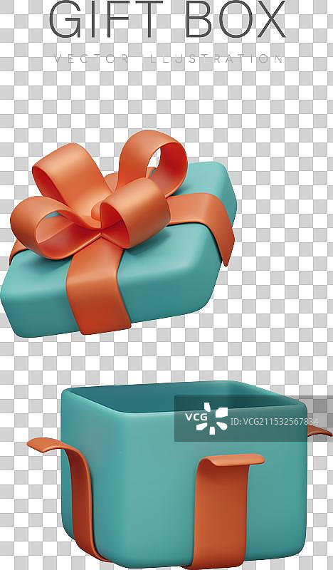 打开空的礼品盒，方形节日包装图片素材