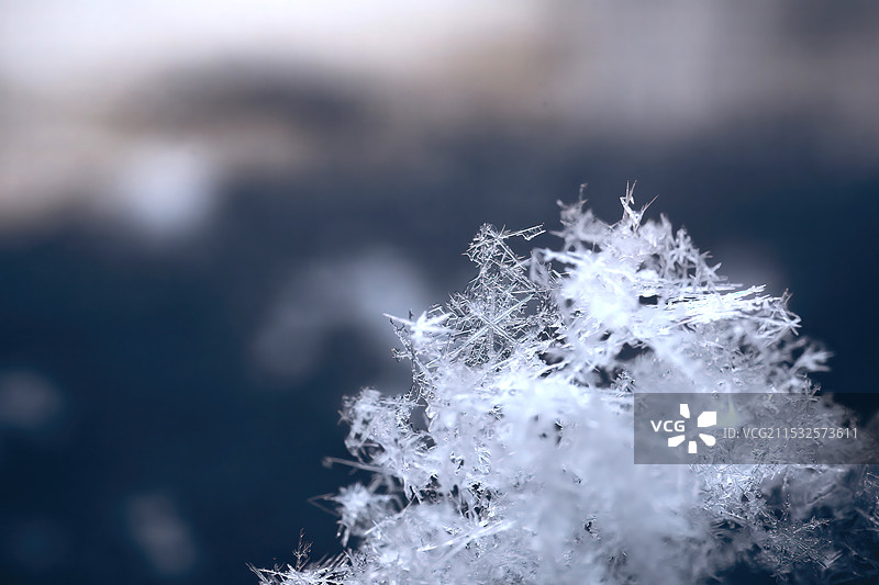 冬季雪花形状微距特写图片素材
