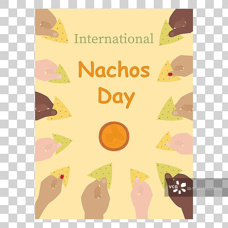 国际玉米片日，人们的手在不同的场景中。图片素材