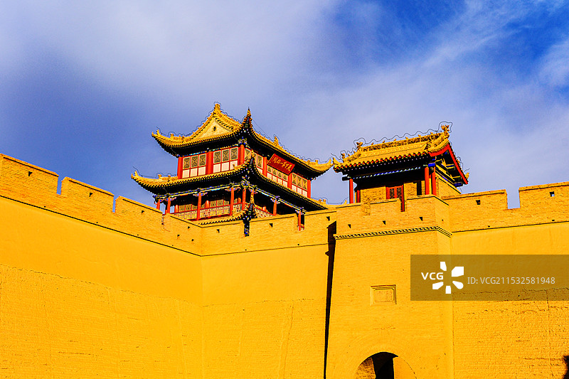 中国甘肃嘉峪关市，嘉峪关城楼，嘉峪关光化门，城墙，长城，嘉峪关文昌阁，嘉峪关关帝庙，嘉峪关戏台，图片素材