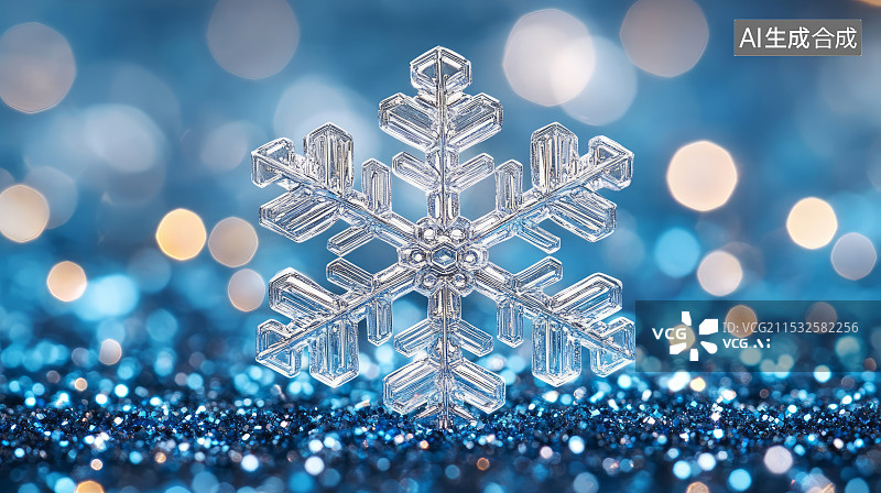 【AI数字艺术】冬季雪花特写图片素材