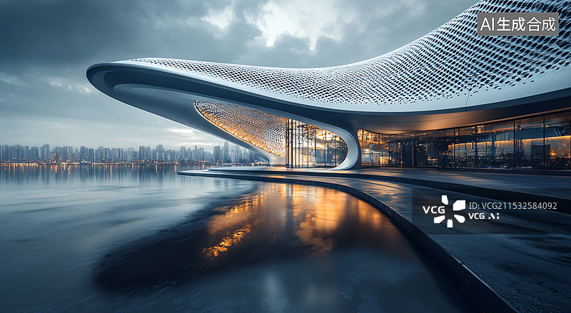 【AI数字艺术】风格独特的未来感建筑图片素材