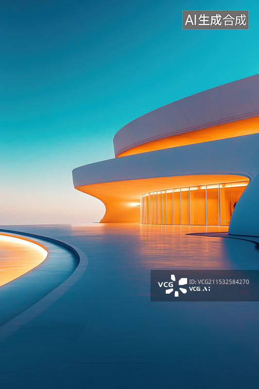 【AI数字艺术】现代建筑广场地面-汽车广告背景图图片素材