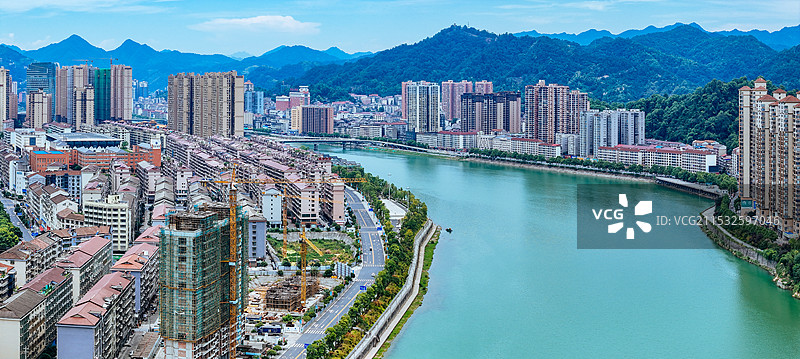 安化县 安化大桥 东坪镇 茶马广场 资水 萸江公园 航拍图片素材