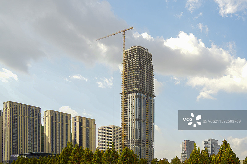 淄博城市高楼和天空图片素材