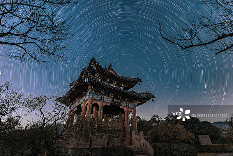南京明孝陵博爱阁星轨图片素材