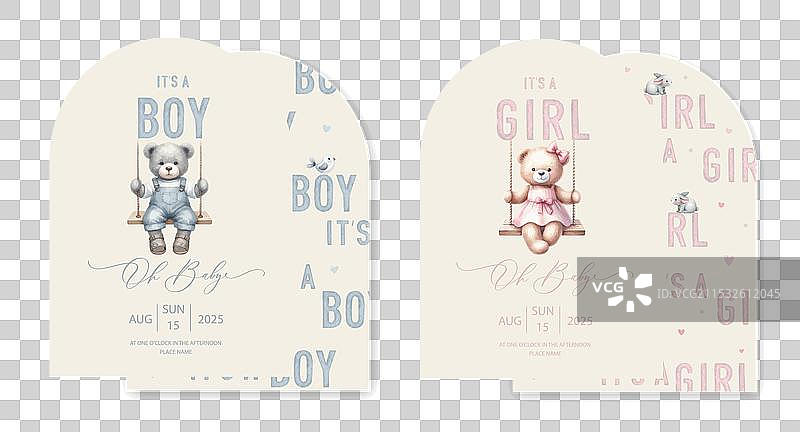 可爱的婴儿洗礼水彩拱门邀请卡图片素材