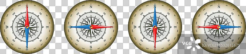 海洋指南针与带有方位的风玫瑰图片素材