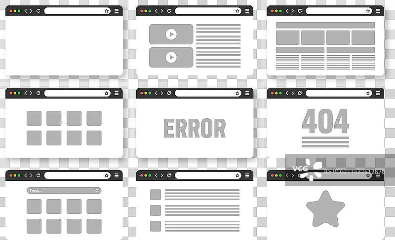 带工具栏的网页浏览器窗口页面布局图片素材
