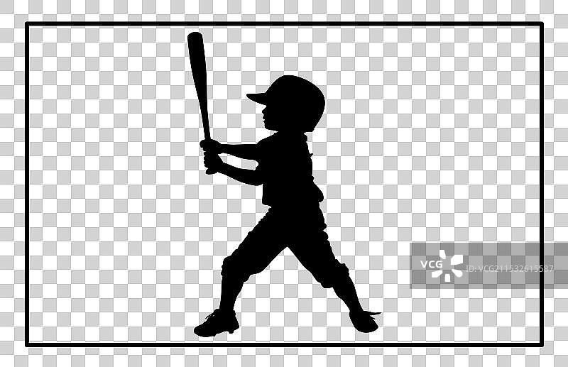 棒球儿童剪影库存图片素材
