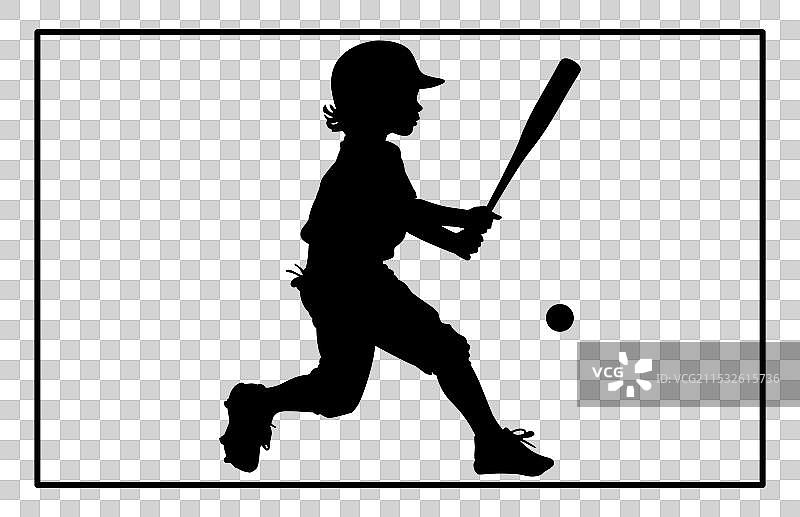 棒球儿童剪影库存图片素材