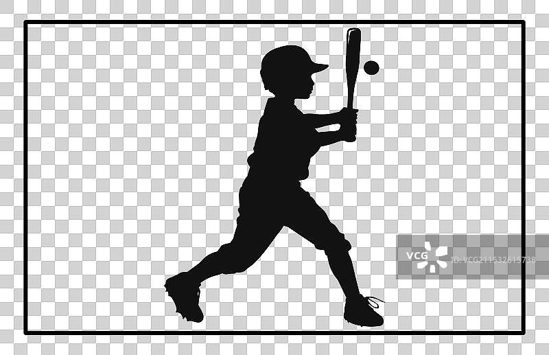 棒球儿童剪影库存图片素材