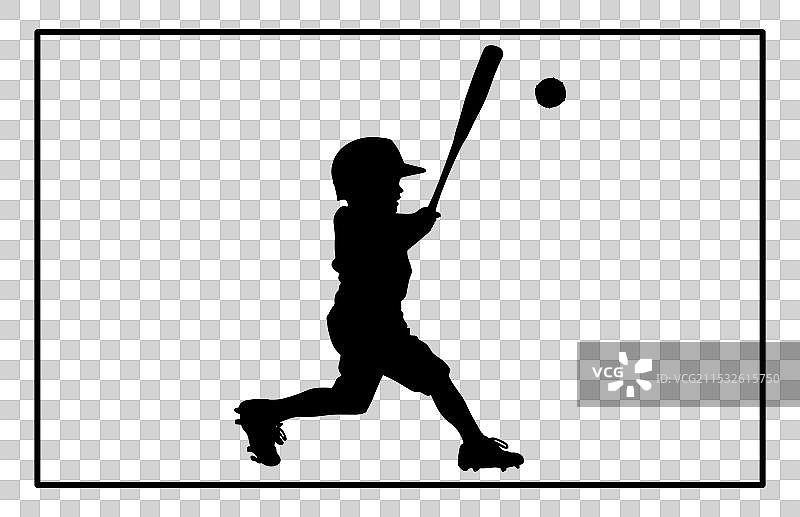 棒球儿童剪影库存图片素材