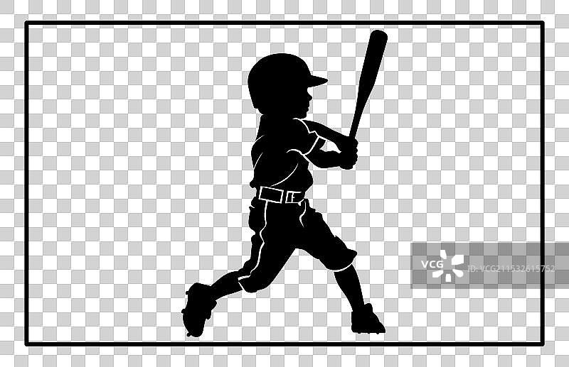 棒球儿童剪影库存图片素材