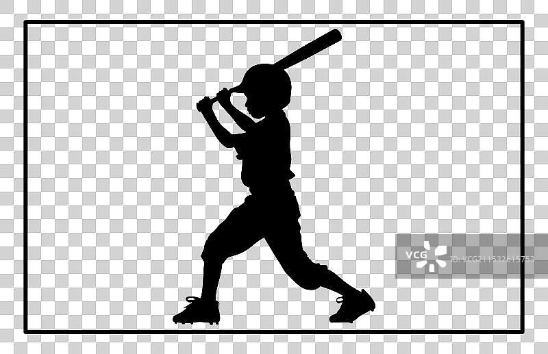 棒球儿童剪影库存图片素材