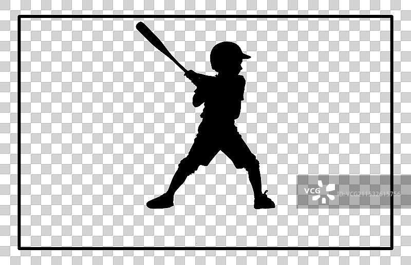 棒球儿童剪影库存图片素材