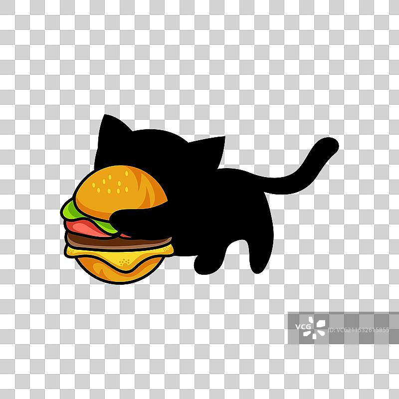 猫咪抱着汉堡的标志设计图片素材