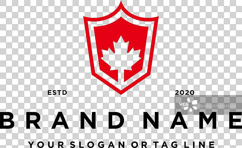 创意枫叶盾牌logo设计概念图片素材