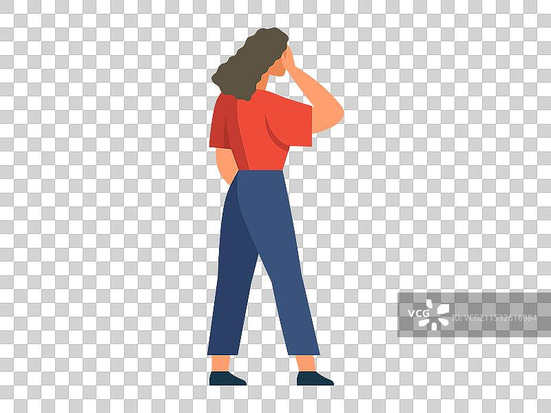 卷发女性的风格化背影图片素材