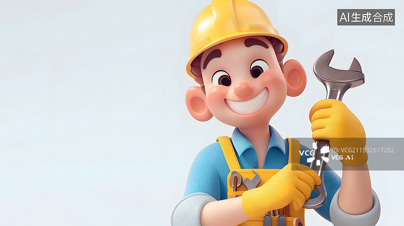 【AI数字艺术】3D卡通维修工图片素材
