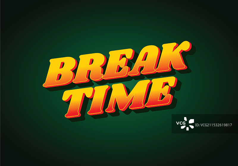 3D效果的“休息时间”文字，带有眼睛元素图片素材