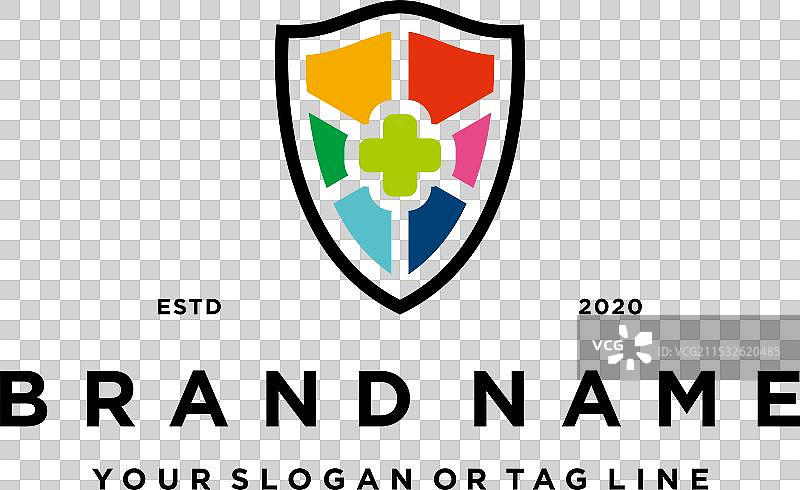 创意十字盾医疗十字彩色标志图片素材