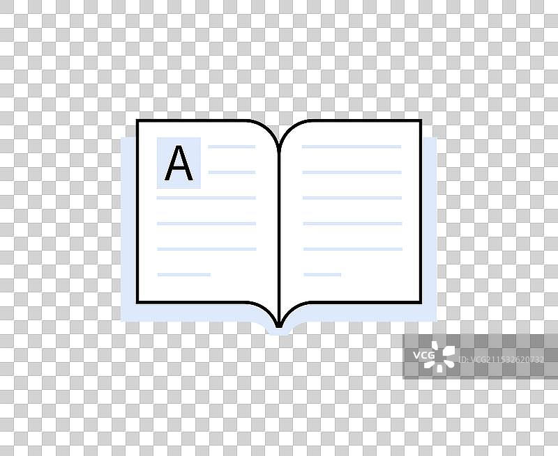 打开的书，字母A突出强调学习图片素材