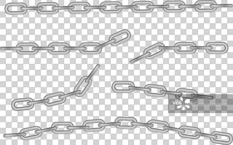免费的金属链条，带有孔或断裂的钢铬图片素材