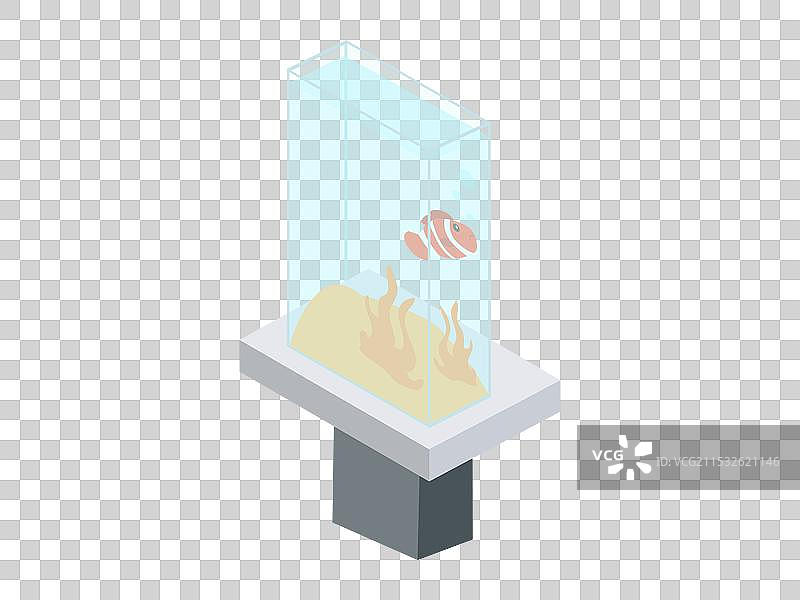 等距视角的水族箱，里面有小丑鱼和黄色沙子图片素材