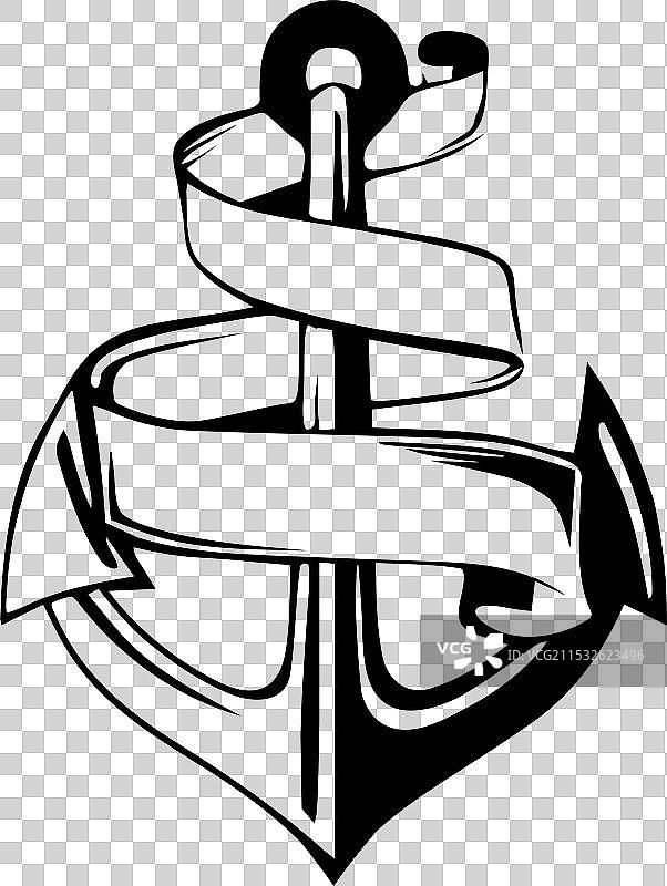 航海锚与丝带的图像图片素材