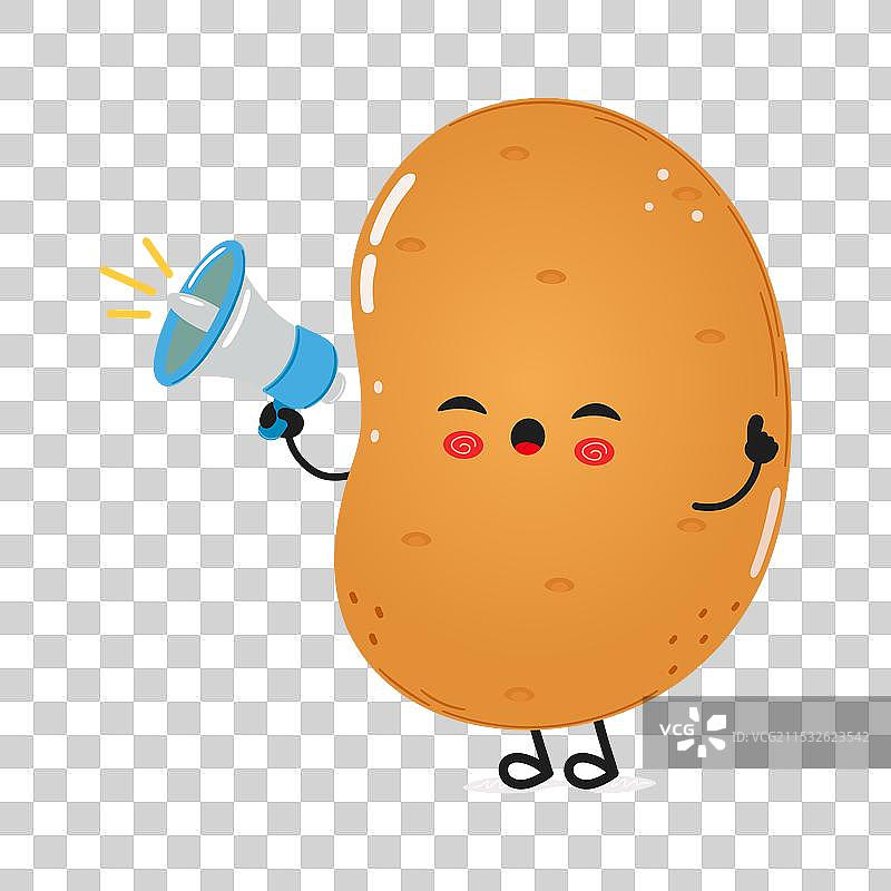 带有扬声器的土豆角色手图片素材