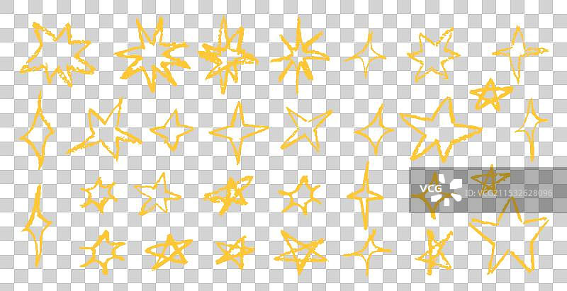 一组有趣的儿童画风格的黄色星星图片素材