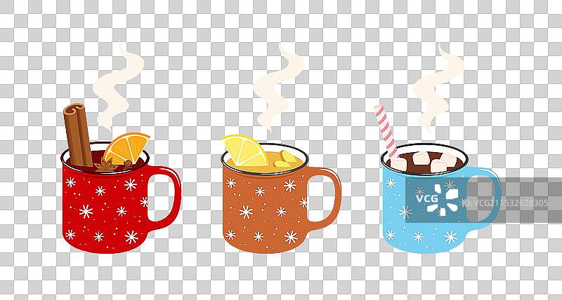 一组热冬季饮品图片素材