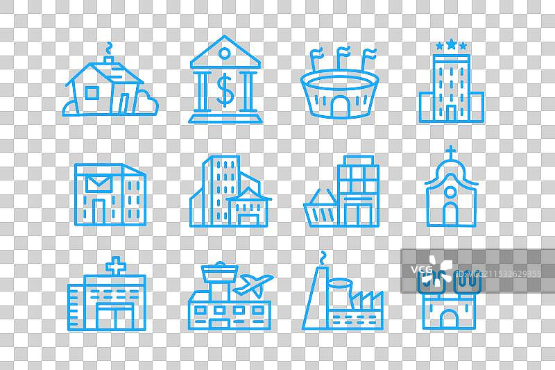 建筑轮廓图标集图片素材
