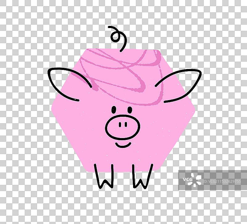 可爱的猪角色，快乐的微笑小猪，搞笑的场景图片素材