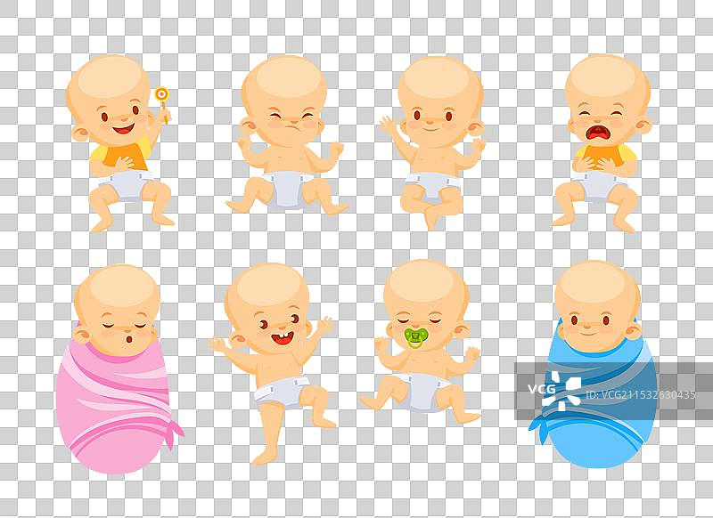 不同姿势的婴儿组合图片素材