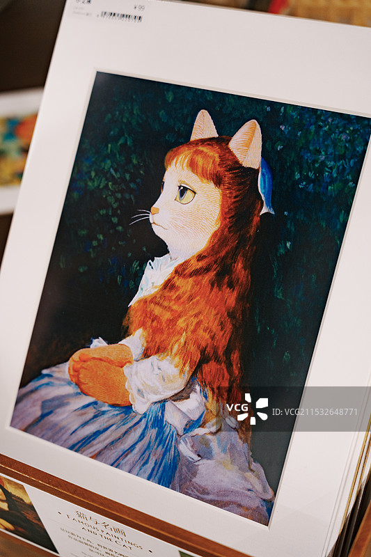 相框卡通猫画册特写图片素材