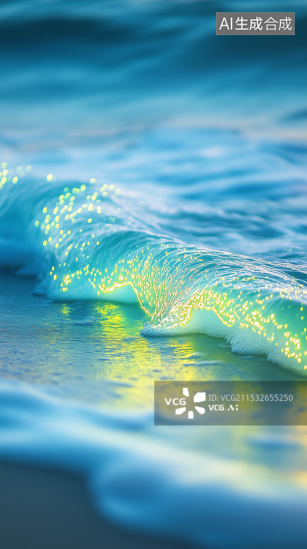 【AI数字艺术】夜晚海边发光的藻类图片素材