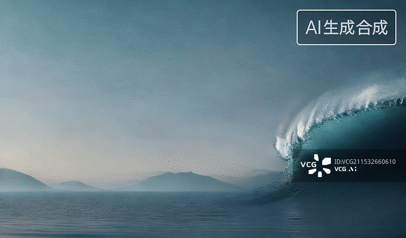 【AI数字艺术】海浪冲击图片素材