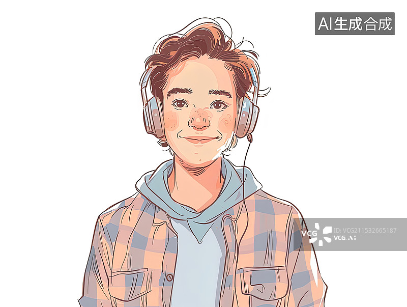 【AI数字艺术】速写素描风格青年时尚男人图片素材