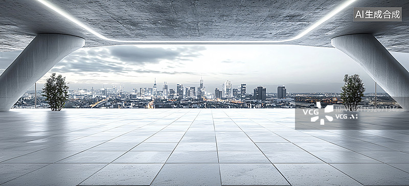 【AI数字艺术】城市长廊建筑，城市地平线图片素材